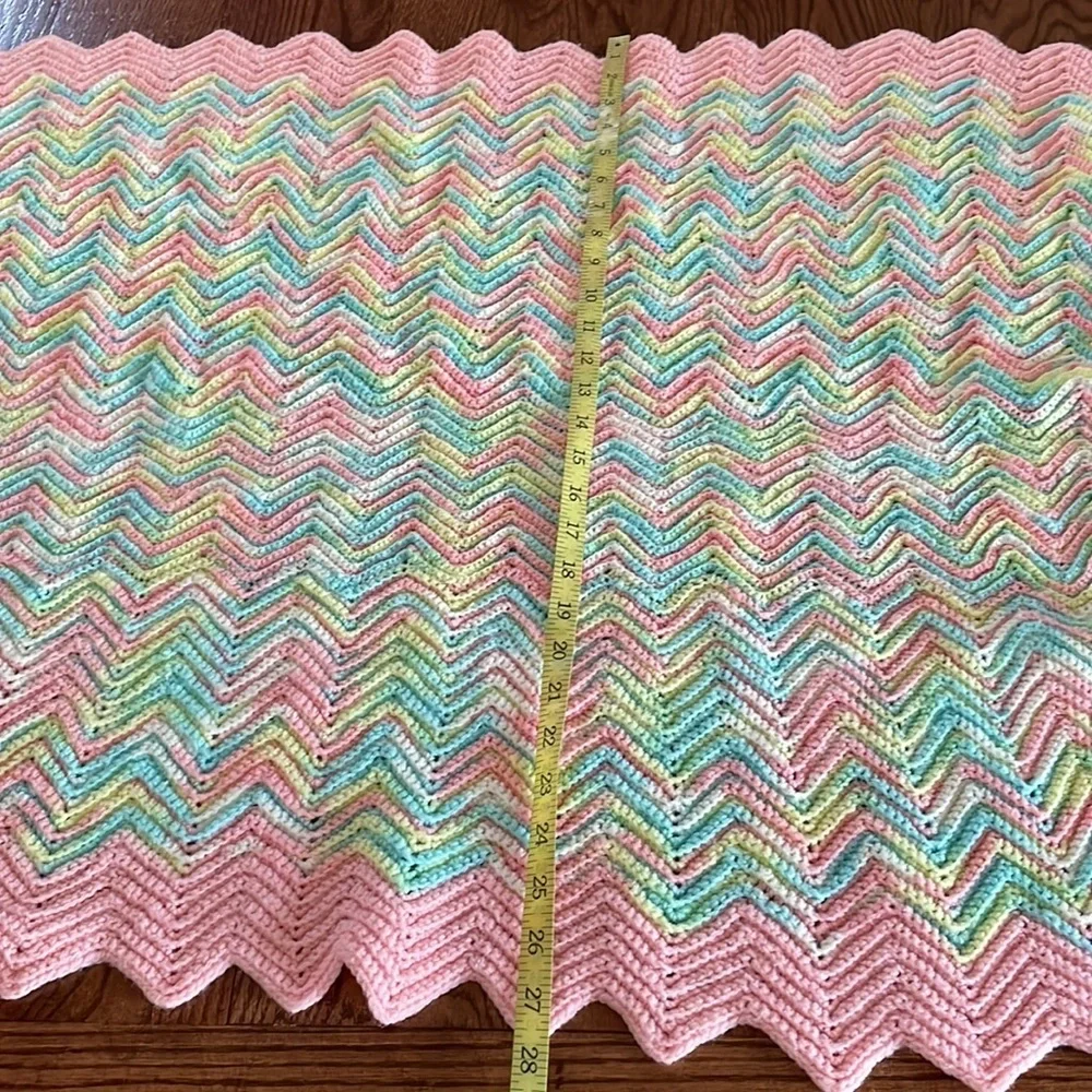 HANDMADE CROCHET BABY GIRL BLANKET AND STUFFY doggy MULTI color Chevron